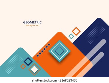Geometric abstract background. Design elements with square shapes and decorate with dot patterns. Vector Illustration. 