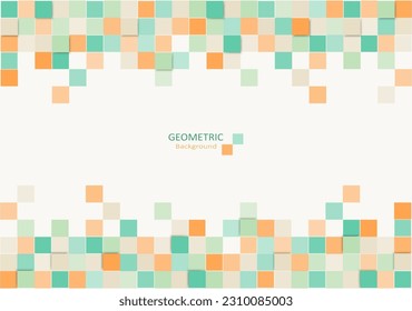Geometric abstract background. Design elements with pastel colors and square shapes. Copy space for text. Vector Illustration.