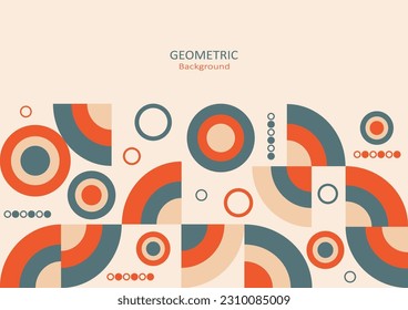 Geometric abstract background. Design elements with circle and semi-circle shapes. Copy space for text. Vector Illustration.