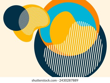 Geometric abstract background. Design of lines and round shapes. Trendy business template for wallpaper, banner, background or landing. Vector illustration