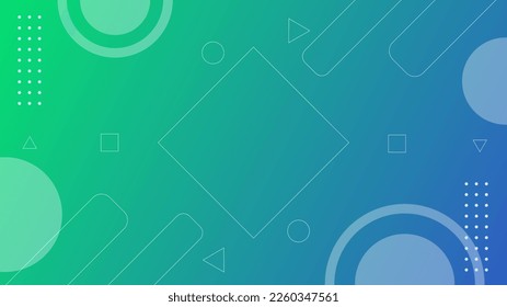 Geometric Abstract Background Design. Minimal geometric background. Composition of simple geometric shapes on a blue and green background.