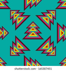 Geometric Abstract Background For Design. Seamless Pattern With Christmas Tree