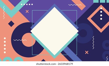 Geometric abstract background with diamond frame and vibrant colors. Perfect for modern branding, posters, or social visuals.