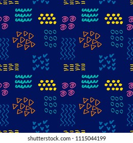 Geometric abstract background in doodle style, vector