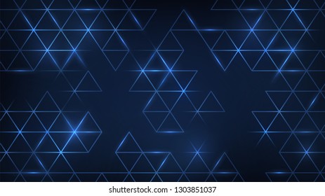 Geometric abstract background with glowing triangles, technological structure