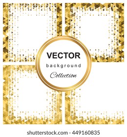 Geometric abstract background of golden squares. Trendy mosaic pattern collection