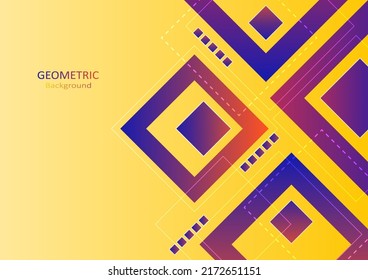 Geometric abstract background with gradient color. Element design with square shapes and outlines. Vector Illustration.