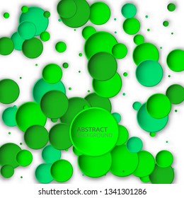 
Geometric abstract background of green circles with shadow