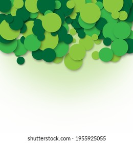 Geometric abstract background of green circles with shadow, design element