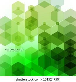 Geometric abstract background of green hexagons