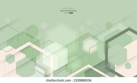 Geometric abstract background. Green hexagons shapes composition. Vector illustration
