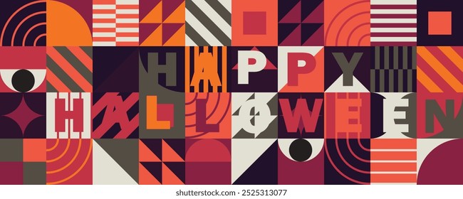 Geometric abstract background Happy Halloween. Vector design.