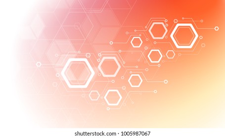 Geometric abstract background with hexagon elements. Structural molecule and bond. Scientific concept for your design. Medicine, science. Vector illustration