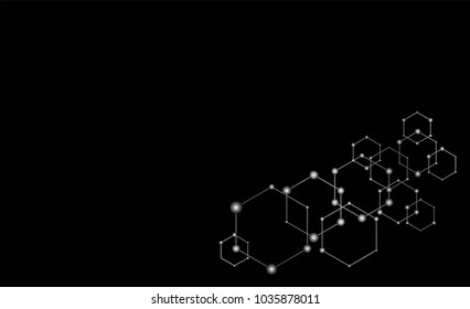 Geometric abstract background with hexagon molecule, technology design, dot clusters, Polygonal background.