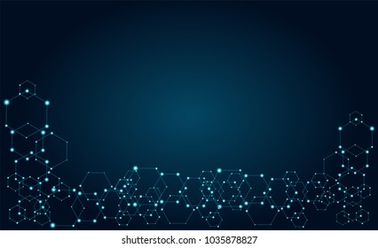 Geometric abstract background with hexagon molecule, technology design, dot clusters, Polygonal background.