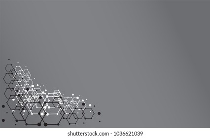 Geometric abstract background with hexagon molecule, technology design, dot clusters, Polygonal background.