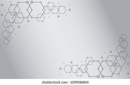 Geometric abstract background with hexagon molecule, technology design, dot clusters, Polygonal background.
