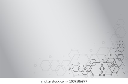Geometric abstract background with hexagon molecule, technology design, dot clusters, Polygonal background.