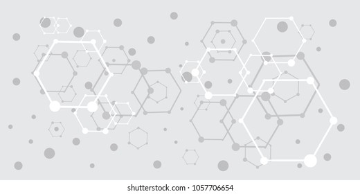 Geometric abstract background with hexagon molecule, technology design, dot clusters, Polygonal background.