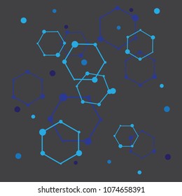 Geometric abstract background with hexagon molecule, technology design, dot clusters, Polygonal background.