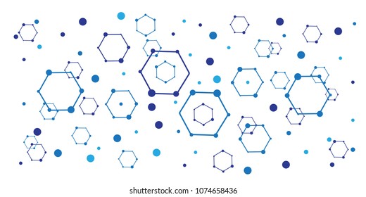Geometric abstract background with hexagon molecule, technology design, dot clusters, Polygonal background.