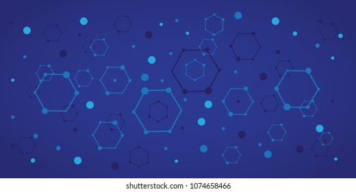 Geometric abstract background with hexagon molecule, technology design, dot clusters, Polygonal background.