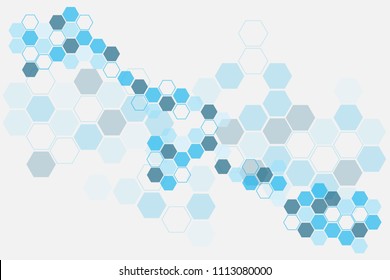 Geometric abstract background with hexagon molecule, technology background, science style, Medical design, dot clusters, Polygonal background, Vector illustration.