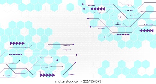 fondo abstracto geométrico con tecnología de placa de circuitos de ilustración vectorial de hexágono
