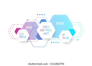 Geometric abstract background with hexagons. Hexagon infographic social network banner template. Business presentation for your design and text. Vector illustration.