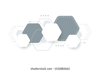 Geometric abstract background with hexagons. Hexagon infographic social network banner template. Business presentation for your design and text. Vector illustration.