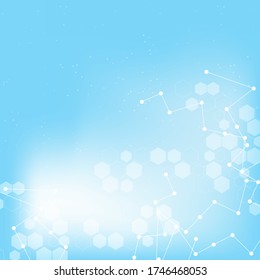 Fondo geométrico abstracto con hexágonos. Red de investigación científica sobre el concepto de tecnología de la innovación. Estructura, ingeniería enética y comunicación. Ciencia, tecnología y concepto médico. 