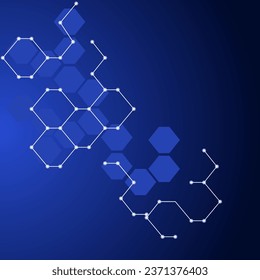 Geometric abstract background with hexagons. Molecular structure and communication. Science, technology and medical concept. Vector illustration.