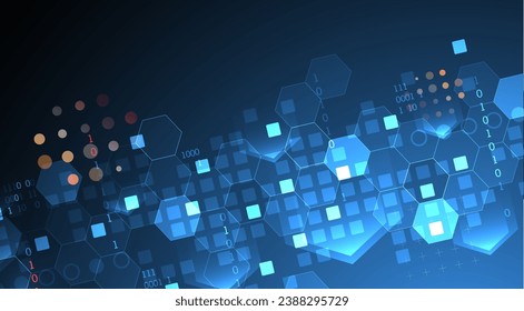 Geometric abstract background with hexagons. Science and technology. Handamde vector illustration.