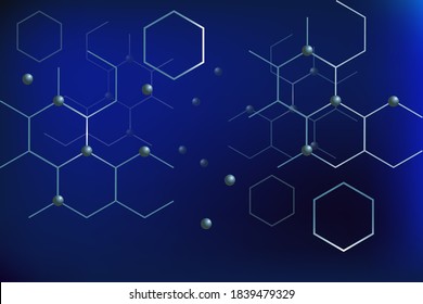 Geometric abstract background with hexagons and spheres. Medical chemical background design. vector illustration formula vaccine, medicine, science and technology