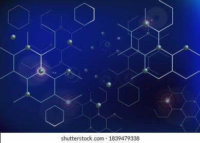 Geometric abstract background with hexagons and spheres. Medical chemical background design. vector illustration formula vaccine, medicine, science and technology