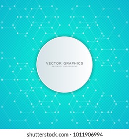 Geometric abstract background with hexagons. Structure molecule and communication. Science, technology and medical concept. Vector illustration