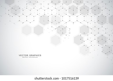 Geometric abstract background with hexagons. Structure molecule and communication. Science, technology and medical concept. Vector illustration