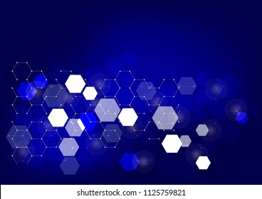 Geometric abstract background with hexagons. Structure molecule and communication. Science, technology and medical concept.