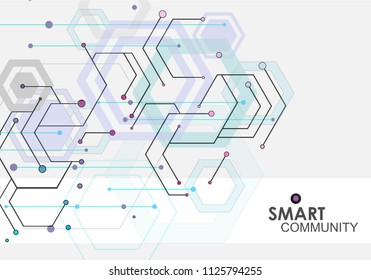 Geometric abstract background with hexagons structure