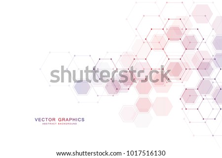 Geometric abstract background with hexagons. Structure molecule and communication. Science, technology and medical concept. Vector illustration