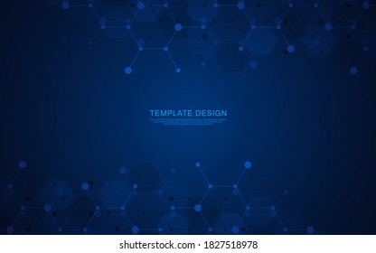 Geometric abstract background of innovation technology concept. Hexagon pattern, molecular structure, genetic engineering. Concepts and ideas for technology, science, and medicine. Vector illustration