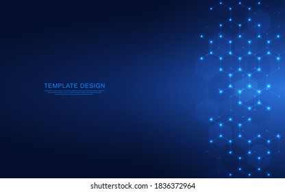 Geometric abstract background of innovation technology concept. Hexagon pattern, molecular structure, genetic engineering. Concepts and ideas for technology, science, and medicine. Vector illustration