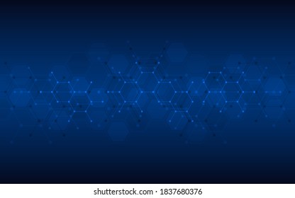 Antecedentes geométricos abstractos del concepto de tecnología de la innovación. Patrón hexagonal, estructura molecular, ingeniería genética. Conceptos e ideas para la tecnología, la ciencia y la medicina. Ilustración del vector