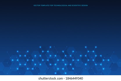 Geometric abstract background of innovation technology concept. Hexagon pattern, molecular structure, genetic engineering. Concepts and ideas for technology, science, and medicine. Vector illustration