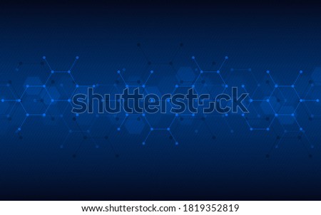 Geometric abstract background of innovation technology concept. Hexagon pattern, molecular structure, genetic engineering. Concepts and ideas for technology, science, and medicine. Vector illustration