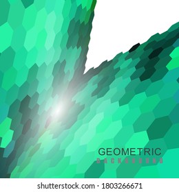 
Fondo abstracto geométrico, diseño verde claro de formas hexagonales. Plantilla de folleto