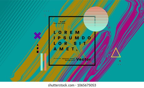 Geometric abstract background with liquid dynamic fluid shapes. Vector illustration