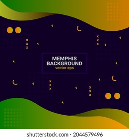 fondo abstracto geométrico en estilo memphis y oleaje de gradiente verde