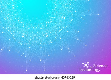 Geometric abstract background molecule and communication . Connected lines with dots. Graphic background for your design. Vector illustration