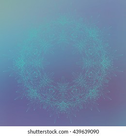 Geometric abstract background molecule and communication. Mandala with connected lines and dots. Vector illustration.
